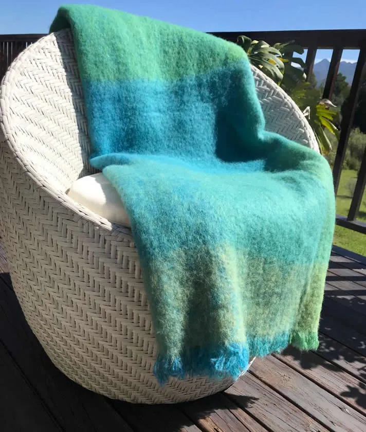 TV/Travel Blanket Alpaca Wool Green &Pearls